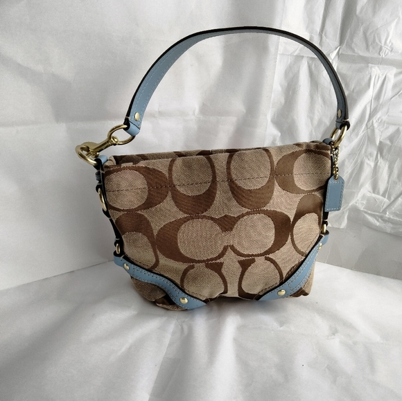 COACH Blue/Brown signature Vintage Handbag - Picture 12 of 15